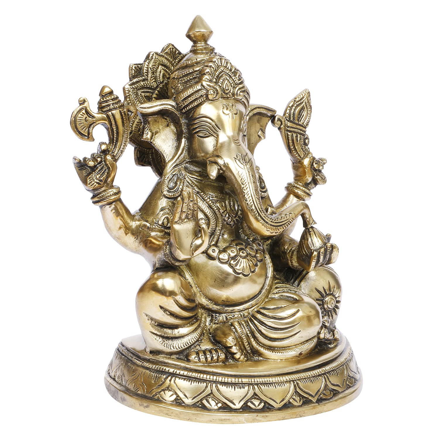 ARTVARKO Lord Ganesh Murti Ganesha Idol Ganpati Bhagwan Brass Statue for Home Entrance Good Luck Vastu Decoration Showpiece and Gift Height 9 Inches.