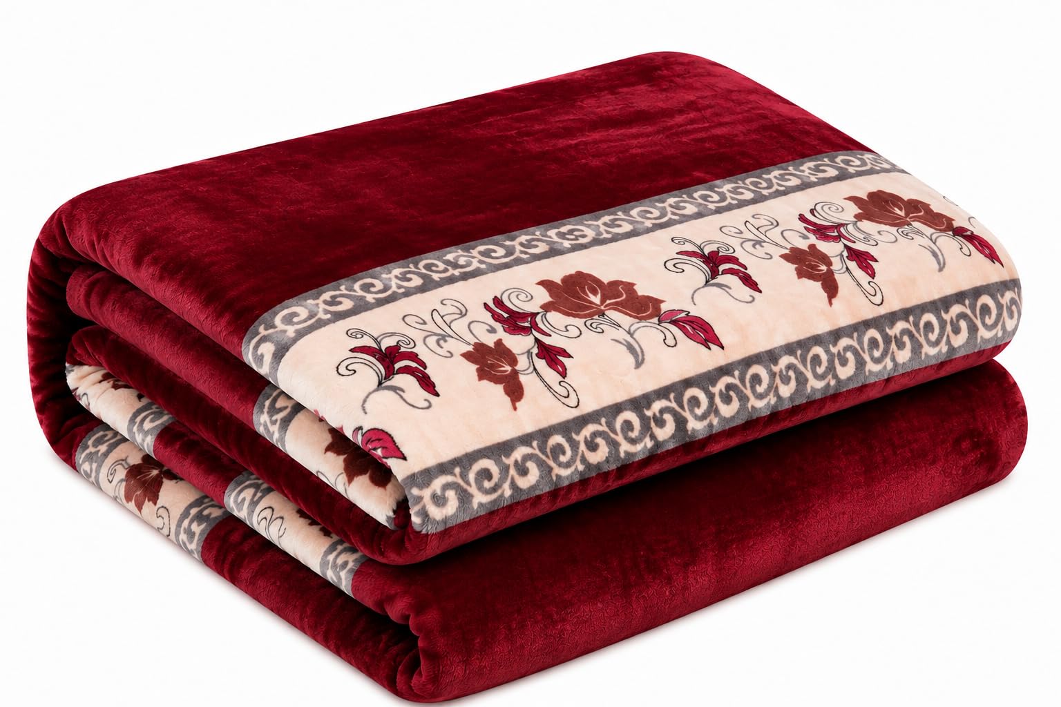 Gullivar Milan Cozy Ultra Soft Flannel Blanket for Double Bed 220x240 cm| Luxury Throw for Couch, Sofa, Camping & Travel| 250 GSM Printed Warm AC Blanket for Winter & All Season -Maroon Kafalo