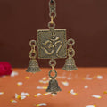 ARTVARKO Brass Trishul Om with Bells Wall & Door Hanging Home Decor with 3 Bells Height 6 Inch