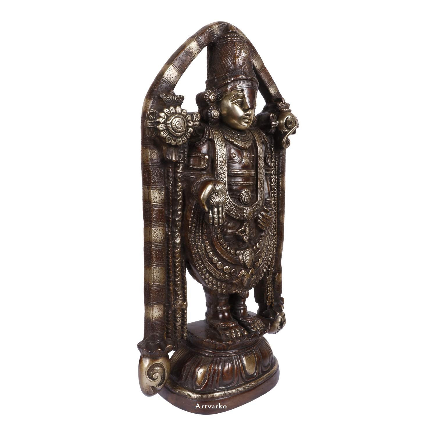 ARTVARKO Big Brass Tirupati Balaji venkateswara Swamy murti Statue for Home Office Temple Puja Décor Gift 23 Inch