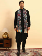 Pashmoda Men Floral Sonata Royal Fine Soft Bamboo Fibre Stole, Multicoloured Design, Evening Wrap, Luxury Pashmina Style Scarf, Wrap, Sustainable and Natural Fabric (Size 28x80, Dgrey colour) MISST32