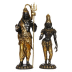 ARTVARKO Big Brass Shiva Parvati Standing Blessing Murti Home Décor House Warming Mandir Puja Temple Pooja Showpiece Marriage Gift 20.5 Inch