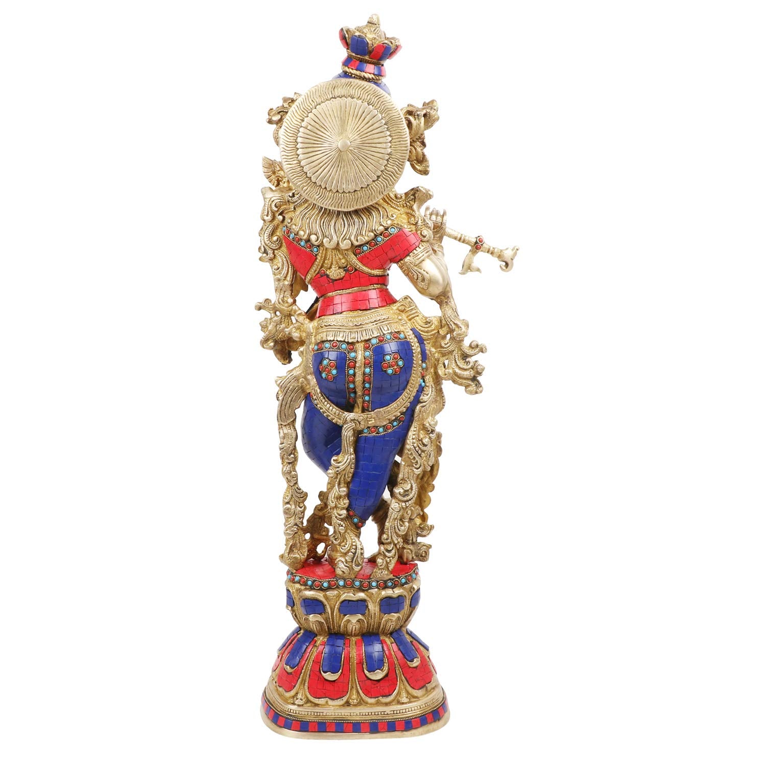 SVARUP Brass Krishna Big Size Kishan Murti Idol Statue Sculpture Decorative Showpiece for Home Office Decor Multicolour (29)