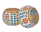 TIED RIBBONS Pack of 2 Turkish Mosaic Glass Votive Tealight Candle Holders for Table - Decorations Items for Home Decor Living Room Bedroom (Mosaic Glass) - Decor - Gifts
