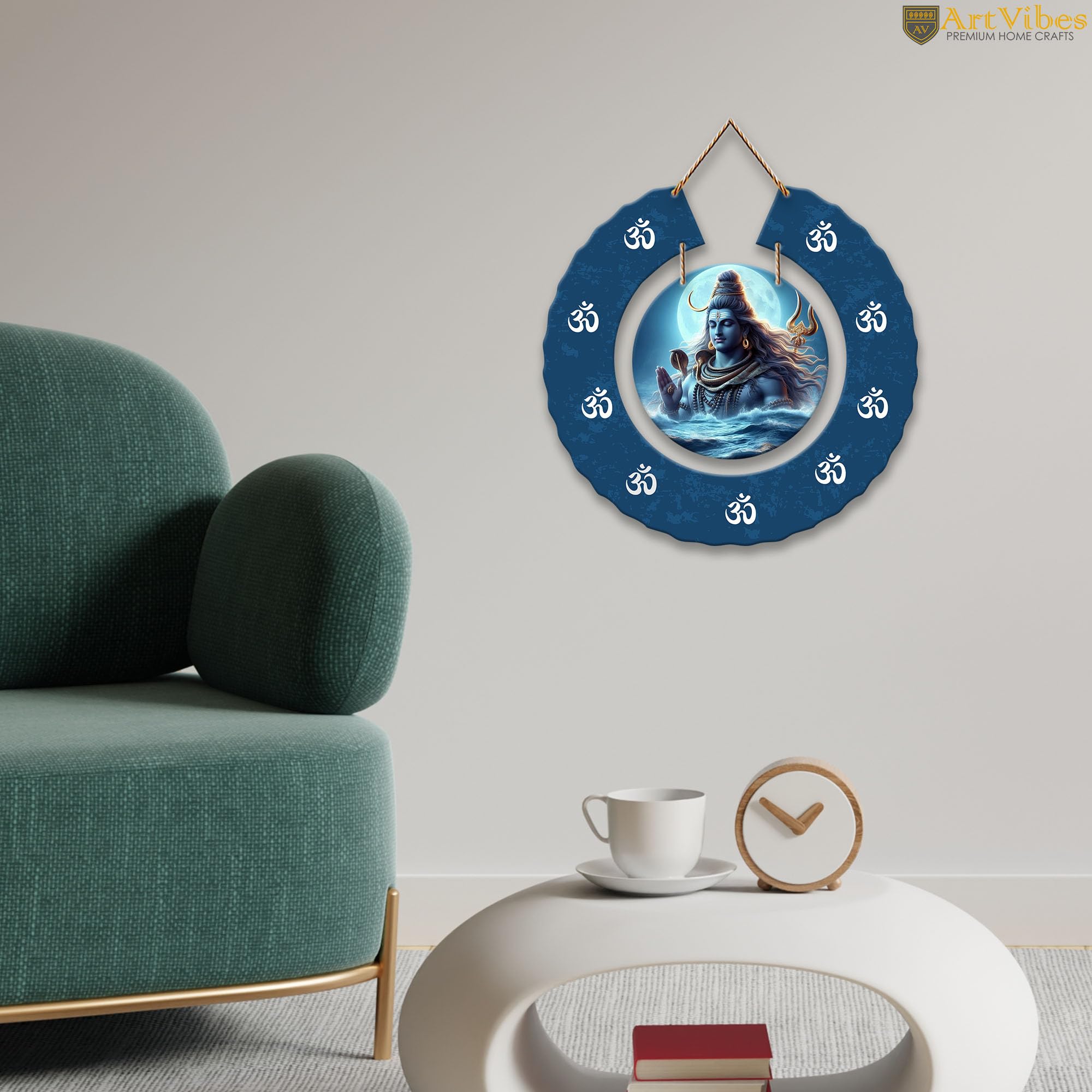 Artvibes Mahadev Round Shape MDF Wooden Wall Decor Items | Spiritual Decor Items | Lord Shiva Painting | Wall Sculpture | Signs & Plaques | Art Print| Stylish Modern Decor Item | Gift Items (WH_9803N)