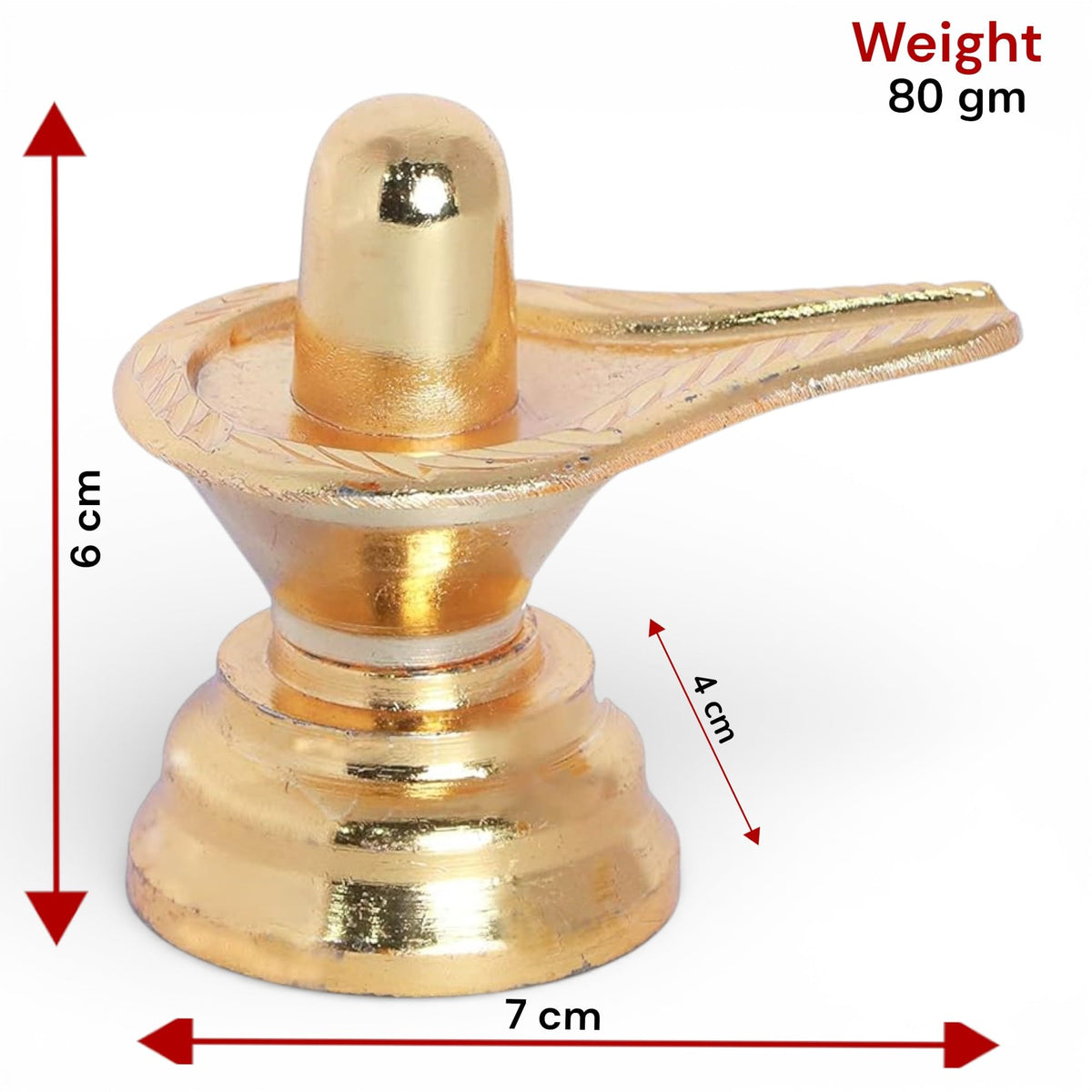 KridayKraft Baahubali Design Size (2.5) Metal Shiva Lingam Shiv Ling Idol Murti for Pooja Purpose (Gold)