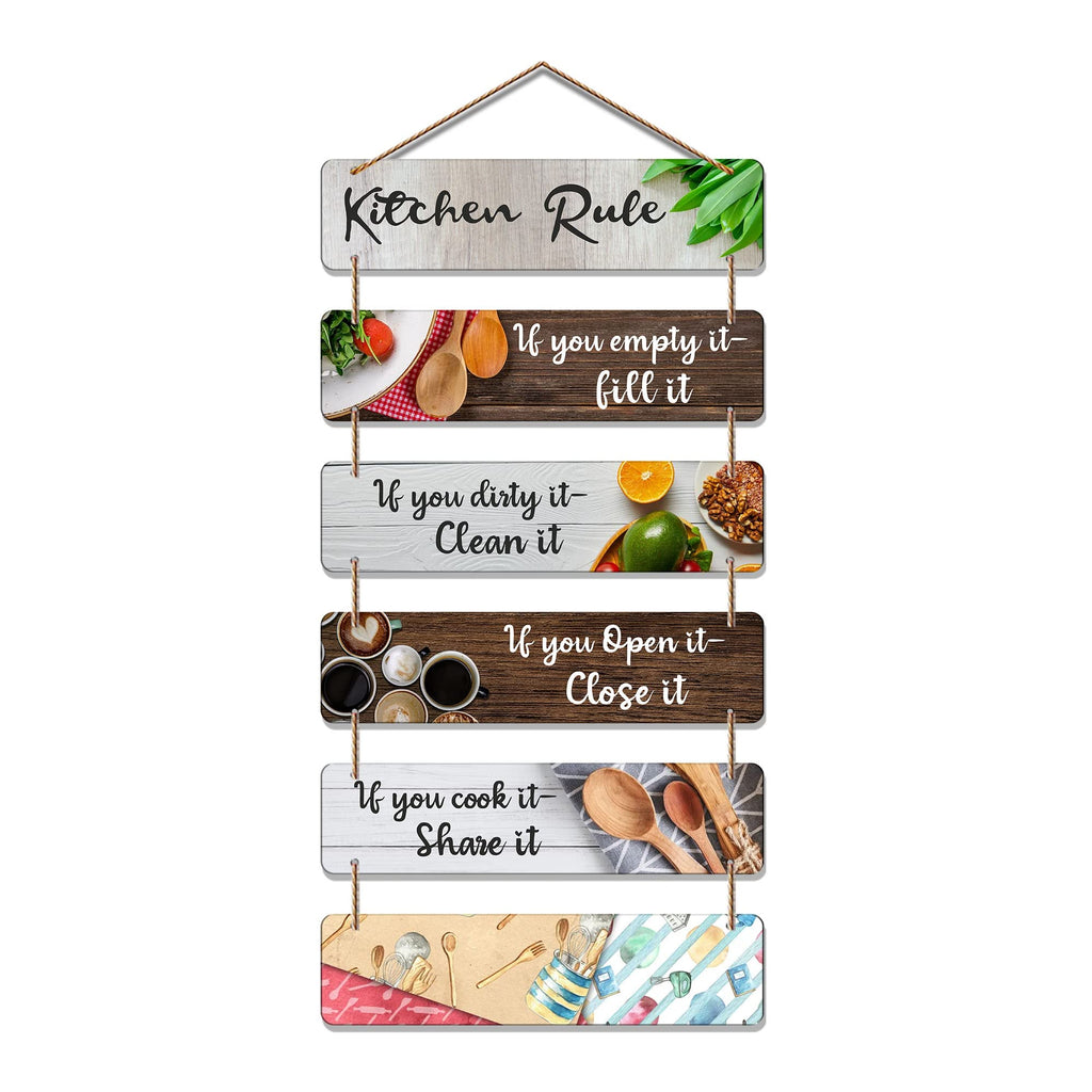 Artvibes Kitchen Rules Printed MDF Wooden Wall Hanging For Cafe | Kitchen | Restaurants | Quotes Decor Item | Kitchen Quotes Wall Hanging | Wall Poster | Modern Artwork | Gift Items (WH_3265N)