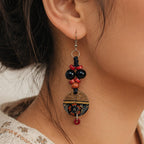 Aakriti Art Creations’ Whimsical Wonderland Earrings | Multi Glass Beads & Wood Earrings, Small & Compact | Lightweight Glossy Finish Earrings Set for Women | Handmade Floral Design