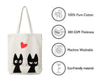 aurora trading Premium Cotton Tote Bag (380 GSM) - Cute Minimalist Love Cats Design. Durable and stylish for everyday essentials.