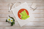 Green Ganesha - Canvas Tote Bag With Zipper by Anantakala (Eco-friendly Shopping Bag, Made of Cotton, Digital Print, Reusable, Washable)