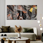 VIBECRAFTS 3 Pieces Beautiful Abstract Canvas Wall Painting Fitted With Wooden Frame For Home | Office | Living Room | Gifts(PTVC3Pcs3_11521)