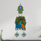 Artvibes Tree of Life Deer Family Evil Eye Wall Hanging Decor | Nature Inspired Nazar Battu Protection Ornament | Rustic Spiritual Accent for Home Entrance | Living Room | Gift Item (WH_85146N)