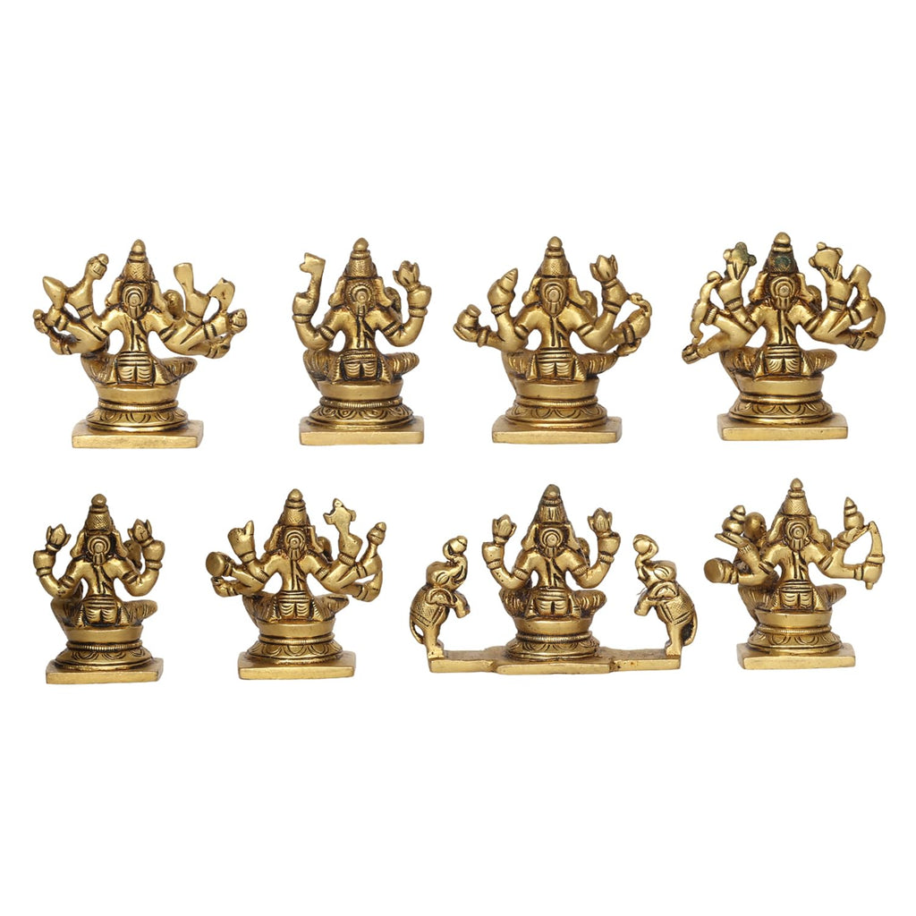 ARTVARKO Brass Ashtalakshmi Laxmi Set of 8 Pcs Ashta Lakshmi Luxmi for Home Office Décor Gift Small Size 3 Inch
