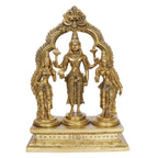 ARTVARKO Brass Lord Vishnu with Sridevi and Bhudevi Parivar Darbar Swami Satyanarayan Idol for Puja Gift Living Room Decoration Home Décor Height 10 Inch