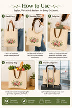 Cellwox Plus Cotton Canvas Tote Bag for Women & Men | Reusable Shopping Grocery Bag | Eco Friendly Cloth Shoulder Tote | Printed Multipurpose Carry Bag for Office College Travel Beach Daily Use