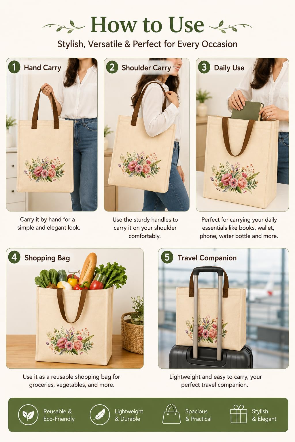 Cellwox Plus Cotton Canvas Tote Bag for Women & Men | Reusable Shopping Grocery Bag | Eco Friendly Cloth Shoulder Tote | Printed Multipurpose Carry Bag for Office College Travel Beach Daily Use