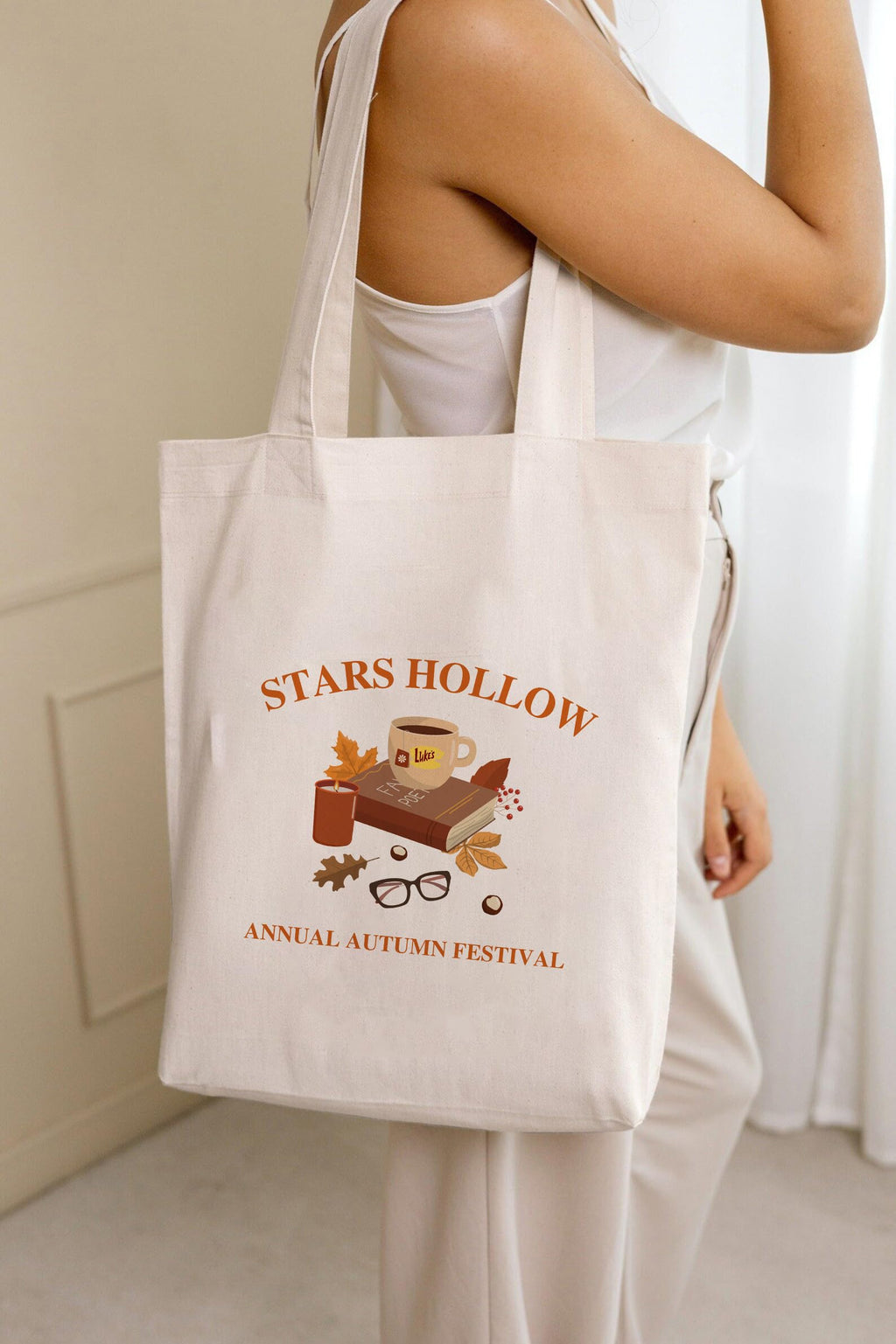 THE UMBRELLA STORE Starshollow Tote Bag Gilmore Girls merch Cotton Hand bag with Zipper for Shopping, Office & Daily Use Spacious & Eco-Friendly