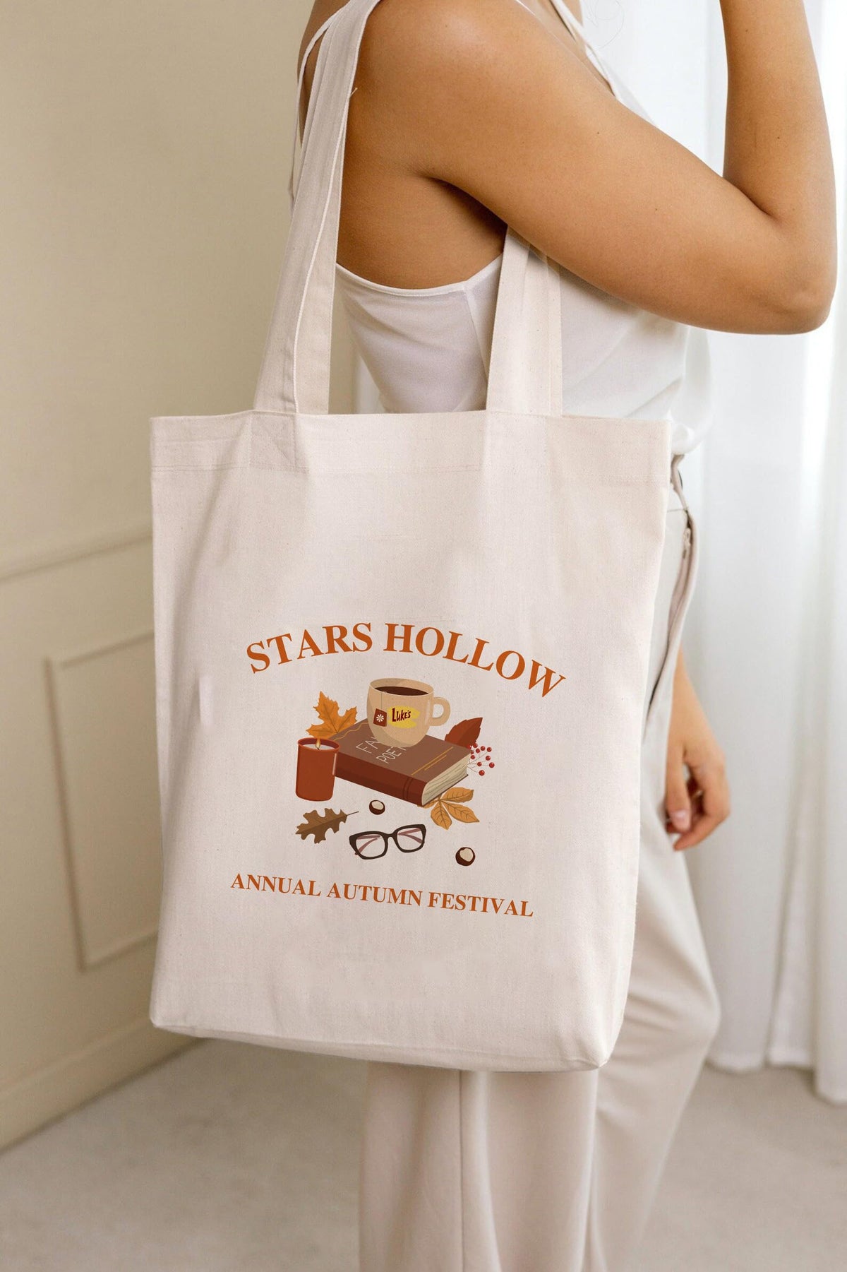 THE UMBRELLA STORE Starshollow Tote Bag Gilmore Girls merch Cotton Hand bag with Zipper for Shopping, Office & Daily Use Spacious & Eco-Friendly