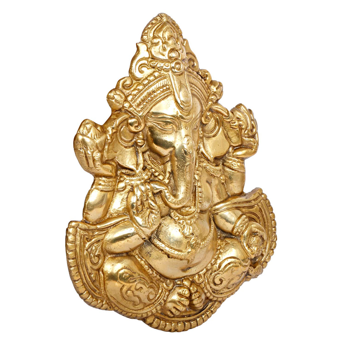 SVARUP Brass Blessing Ganesha Idol Ganesh Statue Ganpati Wall Hanging Murti for Puja Home Entrance Decor Diwali Gift 8 Inch