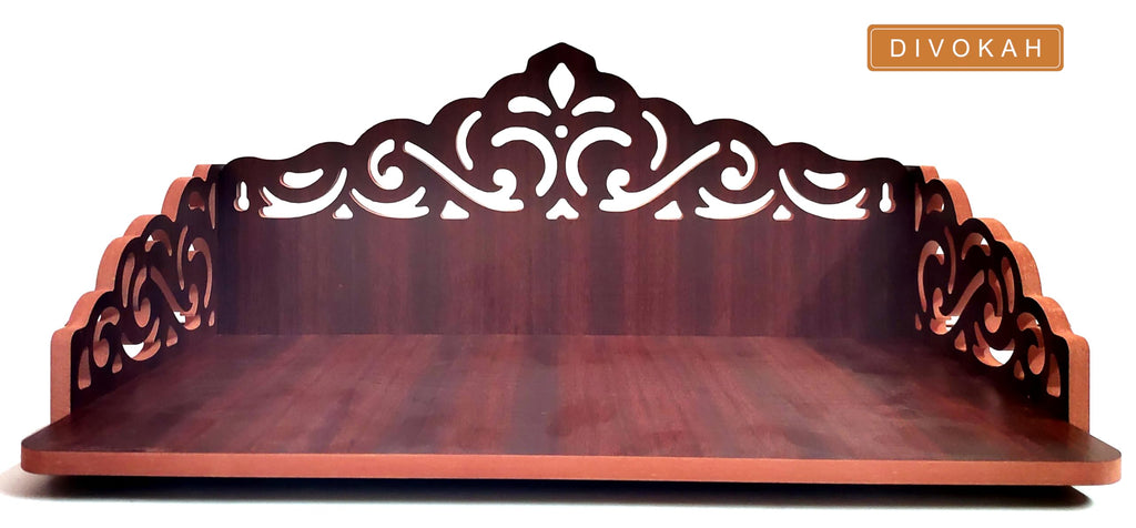 DIVOKAH® MDF Wooden Temple/Wooden chowki/Laddo Gopal Jhula/Swing/God singhasan (8 MM Plywood Thickness) (WDN CHOWKI)