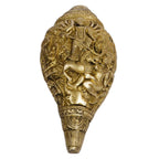 ARTVARKO Brass Shankh with Durga Carving Wall/Door Hanging Maa Sherawali Conch Shell for Pooja Vastu Pooja Puja Mandir Office Table Decor