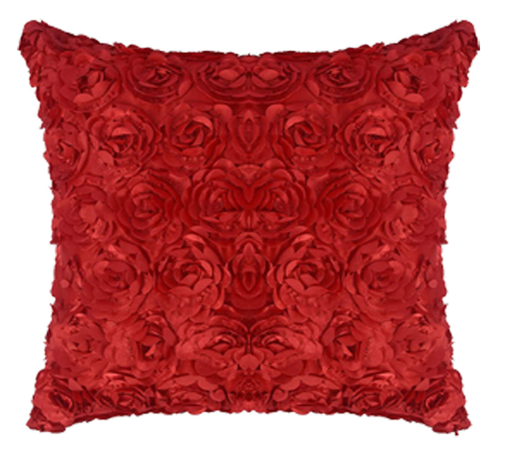 JDX Desighner Floral Style Cushion Cover Set for Living Room and Sofa, 8048_Red,Velvet,250 TC