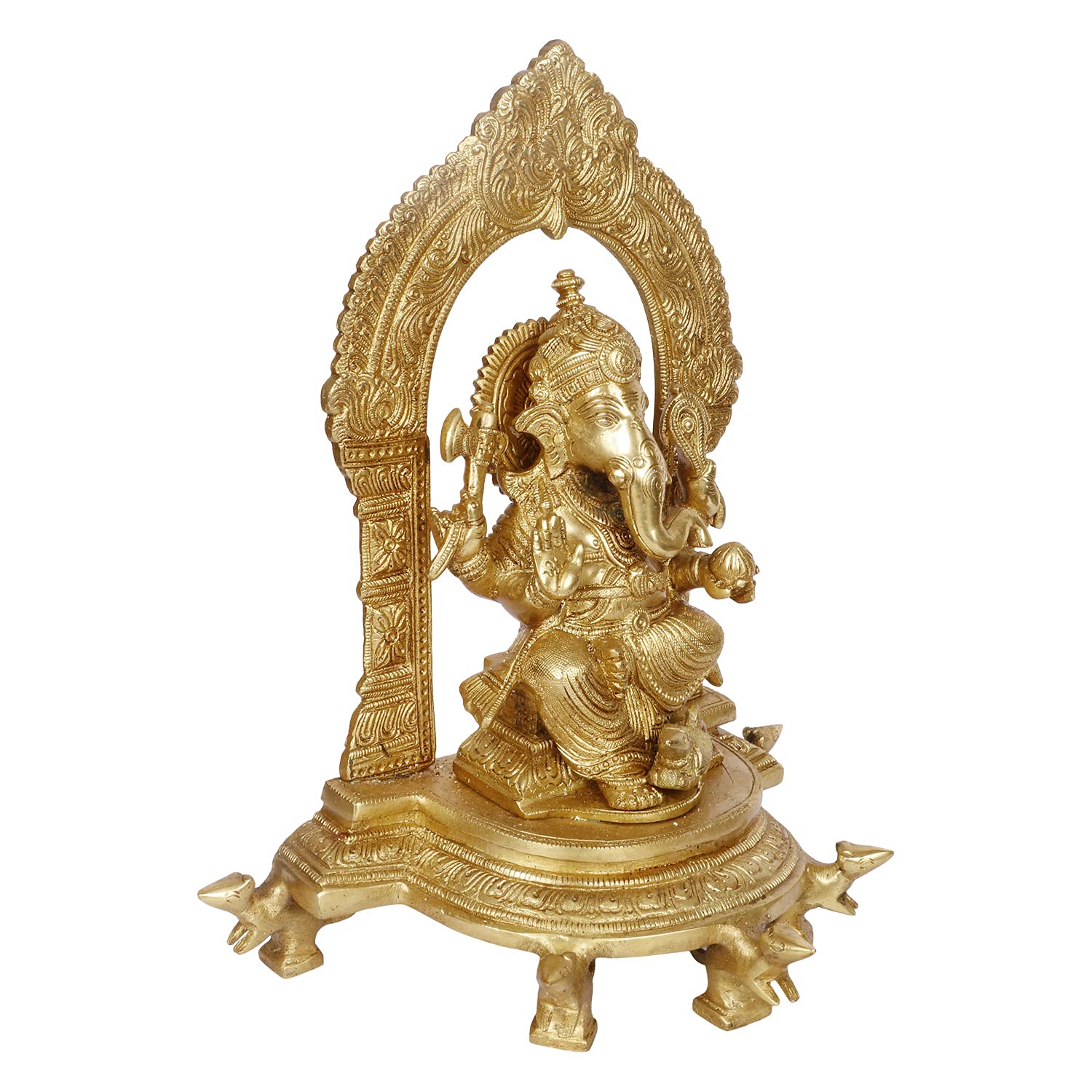 SVARUP Brass Ganesha Idol for Home Decoration Ganpati Statue Murti for Gift Height 11 Inch Weight 3.8 Kg Color Gold