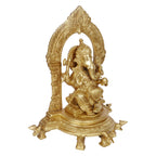 ARTVARKO Brass Lord Ganesha Sitting on Rat Singhasan Idol Ganesh Bhagwan Idol Ganpati Murti Statue for Home Decoration Entrance Showpiece and Gift 11 Inches