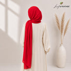 Leaf & FEATHER™ Chiffon Georgette Hijab Scarf for Women | 170 x 70 cm | Lightweight & Breathable Shawl | Daily Wear & Occasion (Crimson Red)