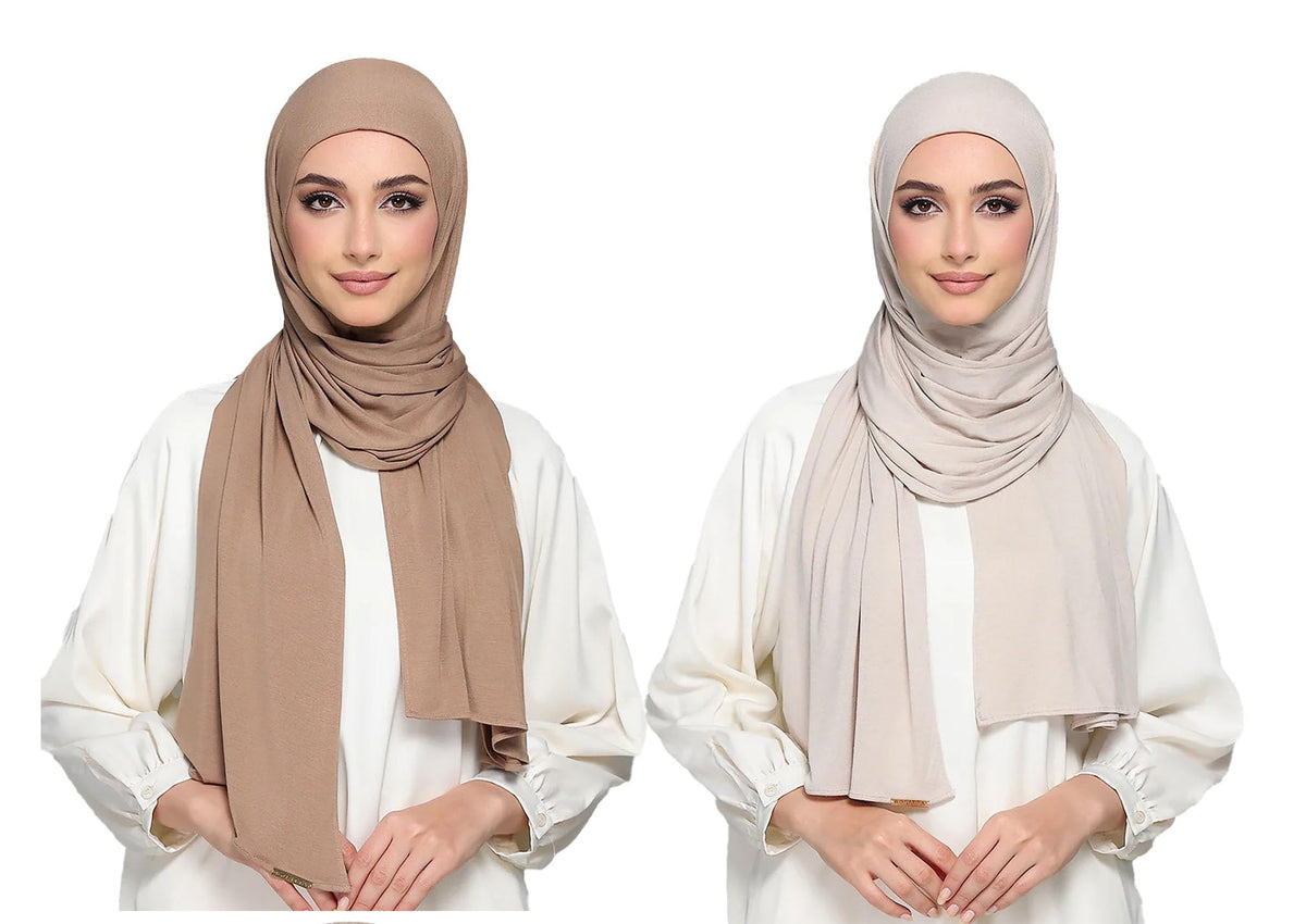 ICW Women's UV Protection Light Weight Jersey Cotton Summer Scarf Stoles Shawl head scarves for girls Dn02 (Pack of 2)
