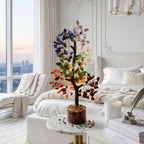 DECOROID 7 Chakra Crystal Healing Tree Showpiece with Natural Stones for Office and Home Decor (100 Beads)