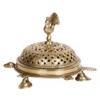 Artvarko™ Brass Tortoise Peacock Incense Burner - Loban Dhoop Dani for Home, Office, Temple, God Puja (6.5x5x4.5 Inches)