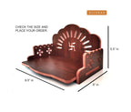 DIVOKAH® MDF Small Wooden Temple/Wall Shelves/sinhasan/Pooja Stand/Hindola (8.5 in * 6 in * 5.5 in) (8 MM Plywood Thickness) (SNS BR SWASTK)