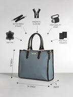 Fargo Regal Vegan Leather Tote Bag for Women | Laptop Compartment, RFID Pockets, YKK Zipper, Large Office Handbag | Shoulder Bag for College & Daily Use | Made in India (Grey)