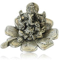 Prince Home Decor & Gifts Metal Ganesh Silver Polish Leaf for Home Decor and Gift Purpose(12 x12 x 8 cm)