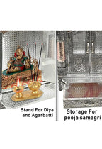 Suhanika Crafters Wooden Pooja Mandir With Copper Aluminum Accents | Big Size Temple for Home, Office, Room | Dev Ghar Sagache Mantapa (X-Large 9X15 Inches)