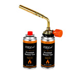 Zoracook Butane/LPG Single Nozzle Gas Torch with Brass Nozzle with 2 Butane Gas Canisters Multipurpose Manual Ignition for Cooking Copper Pipe Welding Jewellery Making Soldering Camping DIY