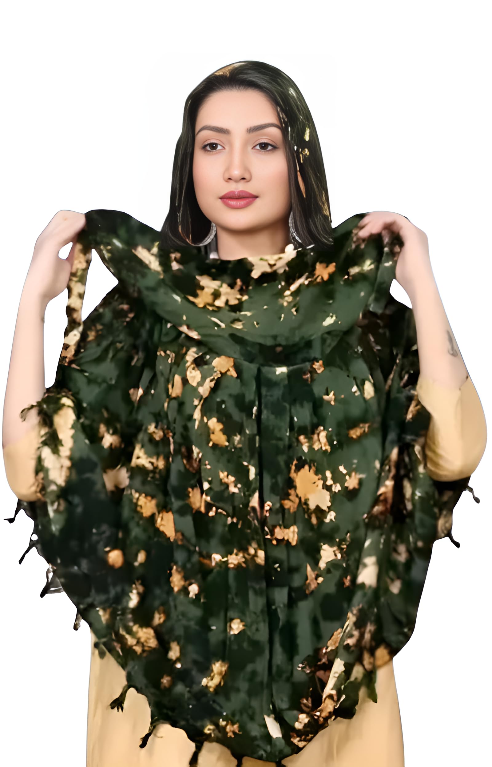 Hetzon Sales Cotton Long Scarf Cum Mask Scarves Usable for Vehicle Driver | Printed Design Fabric | Universal Size | For Girl & Women | Soft Sun Protection Light Weight (Fouji - Golden Forest)
