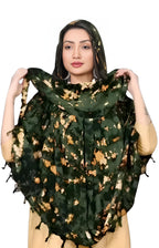 AARKRI SALES Cotton Long Scarf Cum Mask Scarves Usable for Vehicle Driver | White Printed Design | Universal Size | For Girl & Women | Sun Protection Light Weight (Fouji - Golden Forest)