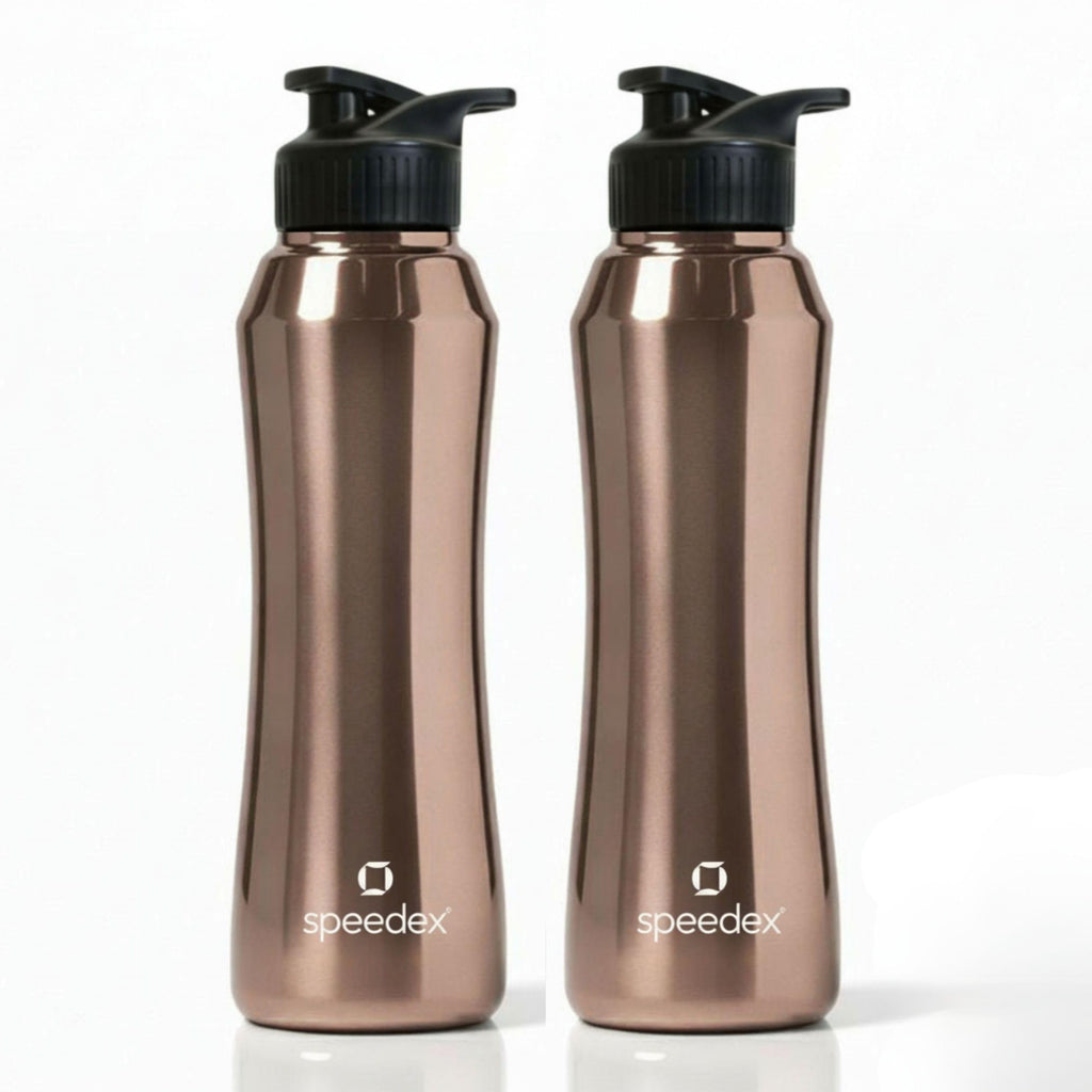 Speedex Stainless Steel Water Bottle 1 Ltr, Leak Proof Sipper Cap, BIS Approved 1000 ml Metal Bottle For Daily, Office, School, Gym, Travel Use for Men, Women, Kids, Adults, Copper Gold, Set of 2