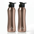 Speedex Stainless Steel Water Bottle 1 Ltr, Leak Proof Sipper Cap, BIS Approved 1000 ml Metal Bottle For Daily, Office, School, Gym, Travel Use for Men, Women, Kids, Adults, Copper Gold, Set of 2