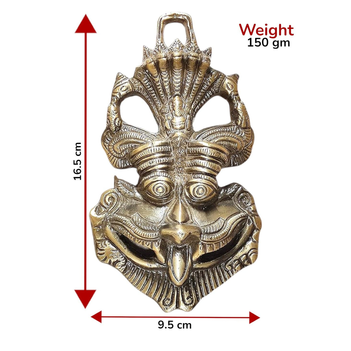 KridayKraft Metal Nazar Battu with Naag Ganesha for Evil Eye Protection and Nazar Suraksha (Bad Eye), Suraksha Kawach Mask (Grey,11 x 11.4 cm)