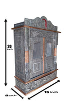 Genaric Vd-Starâ Handcrafted Designs Wooden Mandir With Aluminium & Copper Oxidized Temple Home Temple/ Mandir Office Pooja Mandir Silver & Bronze (Size: 24X 6X 15 Inch)