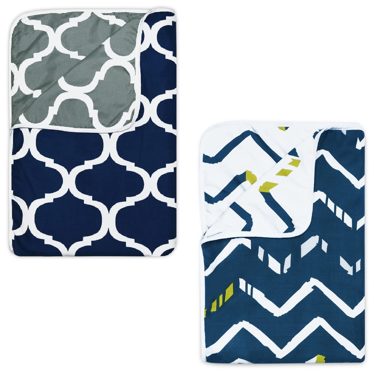 Divine Casa Polyester All-Weather 120 GSM Printed Lightweight Reversible Design Set of 2 Single Bed AC Dohar Blanket - Navy Blue| TC - 120 Kafalo