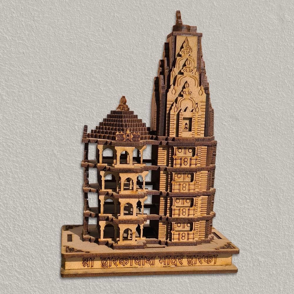Handcrafted Wooden Dwarkadhish Temples for Home Pooja Room, Cardboard Home Decor Showpiece