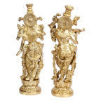 SVARUP Brass Radh Krishna Idol in Gold Color Height 14 Inch
