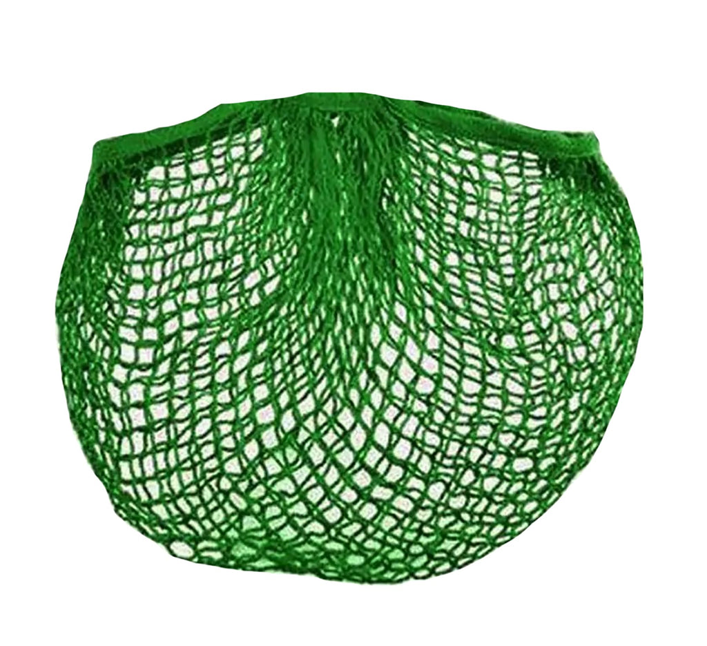 MSK Looms Eco Friendly Light Weight Cotton Net String Bag with Short Handle, Reusable Produce Bag for Fruits and Vegetable - Light Green