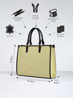 Fargo Regal Vegan Leather Tote Bag for Women | Laptop Compartment, RFID Pockets, YKK Zipper, Large Office Handbag | Shoulder Bag for College & Daily Use | Made in India (Lemon and Black)