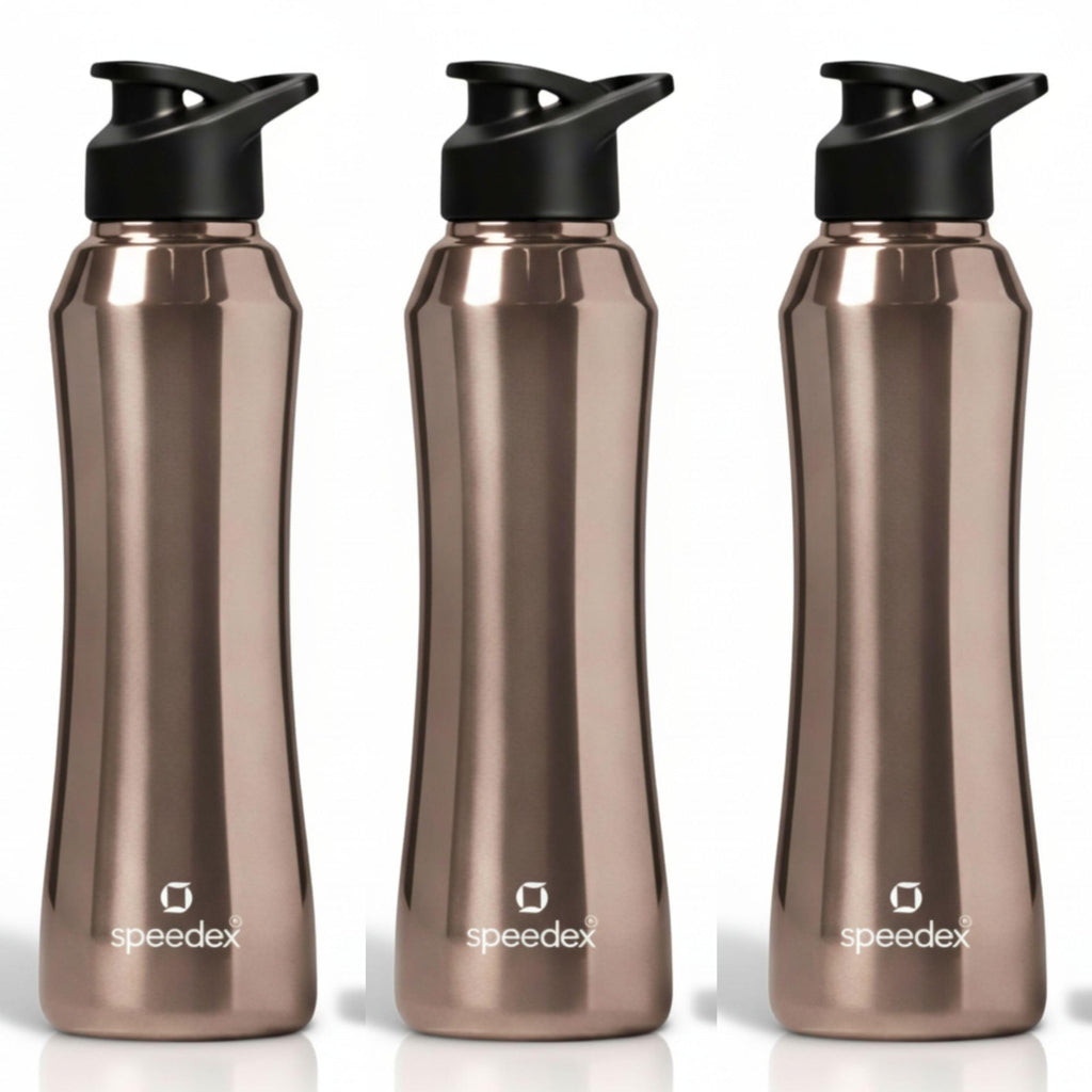 Speedex Stainless Steel Water Bottle 1 Ltr, 1000 ml Metal Bottle For Daily, Office, School, Gym, Travel Use for Men, Women, Kids, Adults-Leak Proof Sipper Cap, BIS Approved, Copper Gold, Set of 3