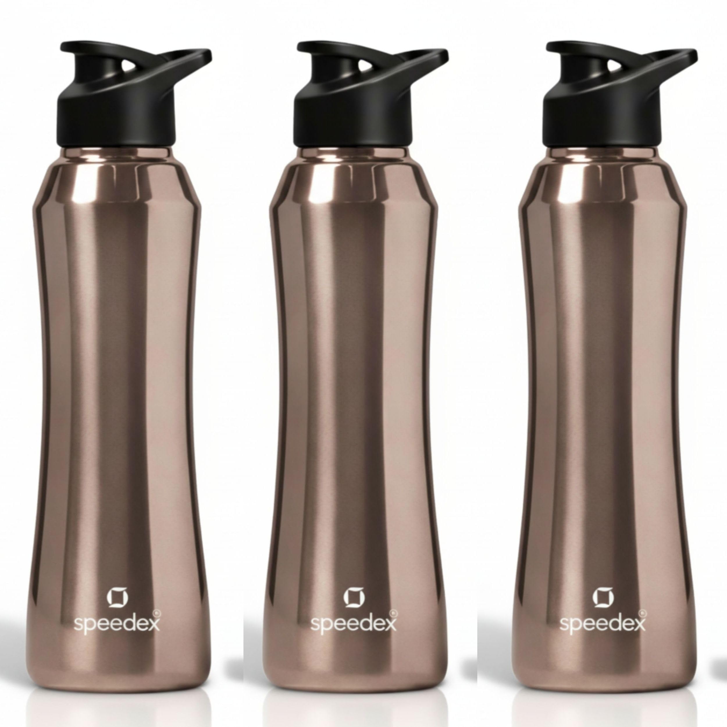 Speedex Stainless Steel Water Bottle 1 Ltr, 1000 ml Metal Bottle For Daily, Office, School, Gym, Travel Use for Men, Women, Kids, Adults-Leak Proof Sipper Cap, BIS Approved, Copper Gold, Set of 3